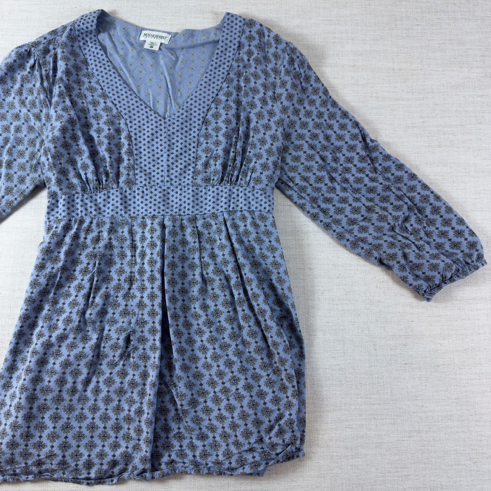 Motherhood Maternity Blue Floral Empire Waist Tunic Top V-Neck XL